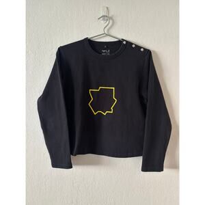 Agnès b. Artist's Series Top Size 2 Kleber Matheus Black Snap Shirt Made France